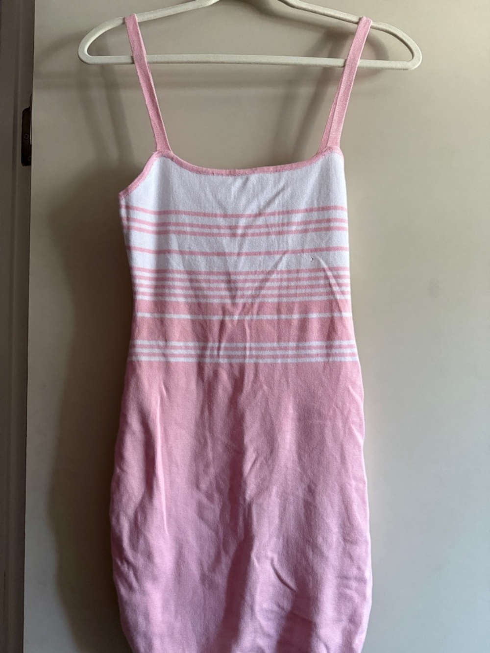 superdown Pink and White Striped Knit Tank Dress